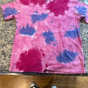 Nike Short Sleeve Tie-Dye Tee - Pink and Blue